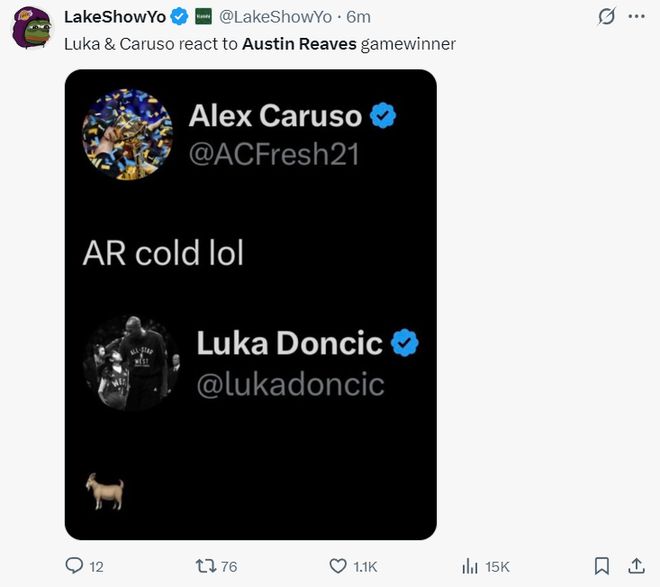 _里夫斯绝杀冲上全美第1热搜:魔术师直言英雄 湖媒东契奇都赞山羊_里夫斯绝杀冲上全美第1热搜:魔术师直言英雄 湖媒东契奇都赞山羊